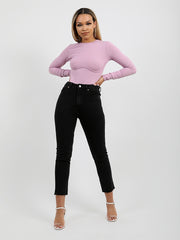 Bodysuit de detalles del corsé acanalado