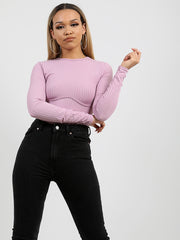 Bodysuit de detalles del corsé acanalado