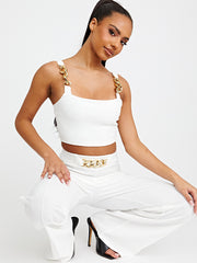 Chain Detail Crop Top & Trouser Co-ord