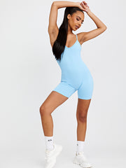 Strappy Ribbed Basic Unitard