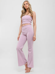 Shirred Bandeau Crop Top & Trouser Co-ord