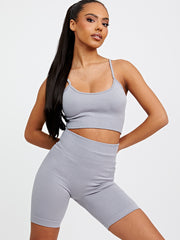 Ribbed Padded Bralet & Cycling Shorts Co-ord