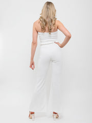 Shirred Bandeau Crop Top & Trouser Co-ord