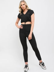 Ribbed Drawstring Crop Top & Trouser Co-ord