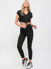 Ribbed Drawstring Crop Top & Trouser Co-ord