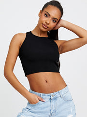 Einfach gerippter Weste Crop Top