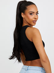 Einfach gerippter Weste Crop Top