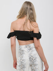 Ruffle Frill Bardot Crop Top