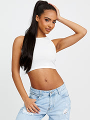 Einfach gerippter Weste Crop Top