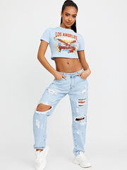 Freedom Eagle Graphic Printed Crop Top