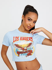 Freedom Eagle Graphic Printed Crop Top
