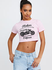 Riders Graphic Printed Crop Top