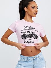 Riders Graphic Printed Crop Top