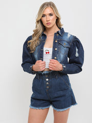 Distressed Cropped Denim Jacket