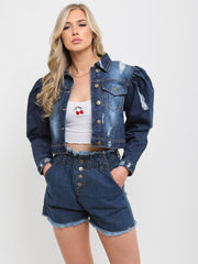 Distressed Cropped Denim Jacket
