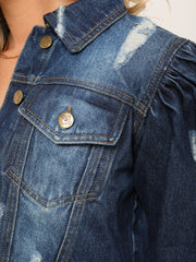 Distressed Cropped Denim Jacket