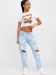 Freedom Eagle Graphic Printed Crop Top