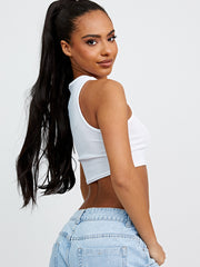 California Butterfly grafische geribbelde vest crop top