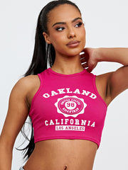 Oakland Graphic Ribbed Vest Crop Top