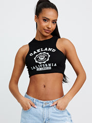 Oakland Graphic Ribbed Vest Crop Top