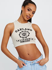 Oakland Graphic Ribbed Vest Crop Top