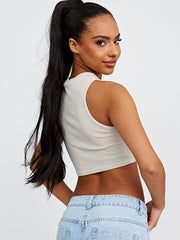 Oakland Graphic Ribbed Vest Crop Top