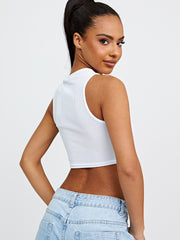 Oakland Graphic Ribbed Vest Crop Top