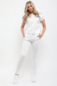 Samira Short Sleeve Boxy Loungewear Co-ord - Cream