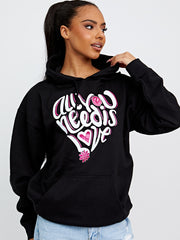 Alles wat je nodig hebt is liefde grafische print hoodie