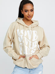 Love Never Fails Graphic Print Hoodie