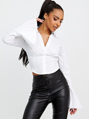 Top de estilo corsé con mangas de campana