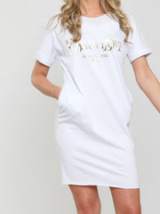 Ye Saint Love Foil Print T-Shirt Dress