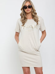 Ye Saint Love Foil Print T-Shirt Dress