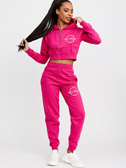 Embroidered Have A Good Day Zip Hoodie & Jogger Co-ord