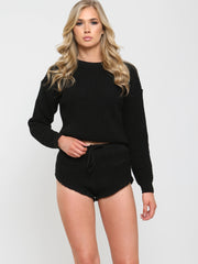 Waffle Knit Jumper & Shorts Lounge Co-ord