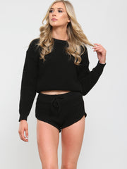 Waffle Knit Jumper & Shorts Lounge Co-ord