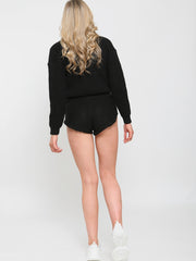 Waffle Knit Jumper & Shorts Lounge Co-ord