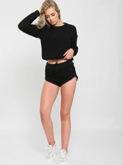 Waffle Knit Jumper & Shorts Lounge Co-ord