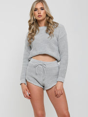 Waffle Knit Jumper & Shorts Lounge Co-ord