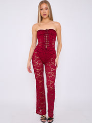 Lace Detail Bandeau Corset Jumpsuit