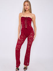 Lace Detail Bandeau Corset Jumpsuit