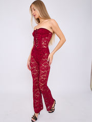 Lace Detail Bandeau Corset Jumpsuit