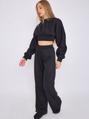 Long Sleeve Crop Top & Wide Leg Trouser Fleece Co-ord