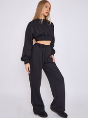 Long Sleeve Crop Top & Wide Leg Trouser Fleece Co-ord