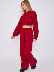 Long Sleeve Crop Top & Wide Leg Trouser Fleece Co-ord