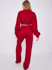 Long Sleeve Crop Top & Wide Leg Trouser Fleece Co-ord