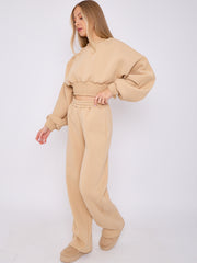 Long Sleeve Crop Top & Wide Leg Trouser Fleece Co-ord