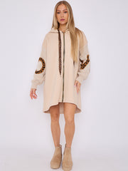 Love Knitted Sleeve Detail Oversized Hoodie Dress