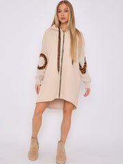 Wholesale Love Knitted Sleeve Detail Oversized Hoodie Dress Stylewise Direct Wholesale Love Knitted Sleeve Detail Oversized Hoodie Dress Stylewise Direct