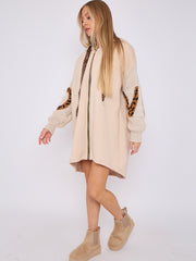 Love Knitted Sleeve Detail Oversized Hoodie Dress